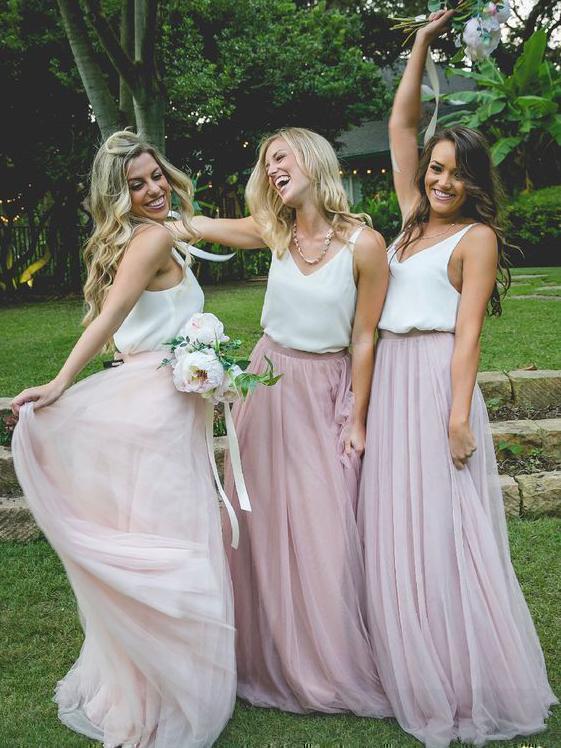 Two Piece Bridesmaid Dresses Tulle Simple Cheap Mismatched Bridesmaid Dresses SheerGirl Two Piece Bridesmaid Dresses Tulle Simple Cheap Mismatched Bridesmaid Dresses SheerGirl