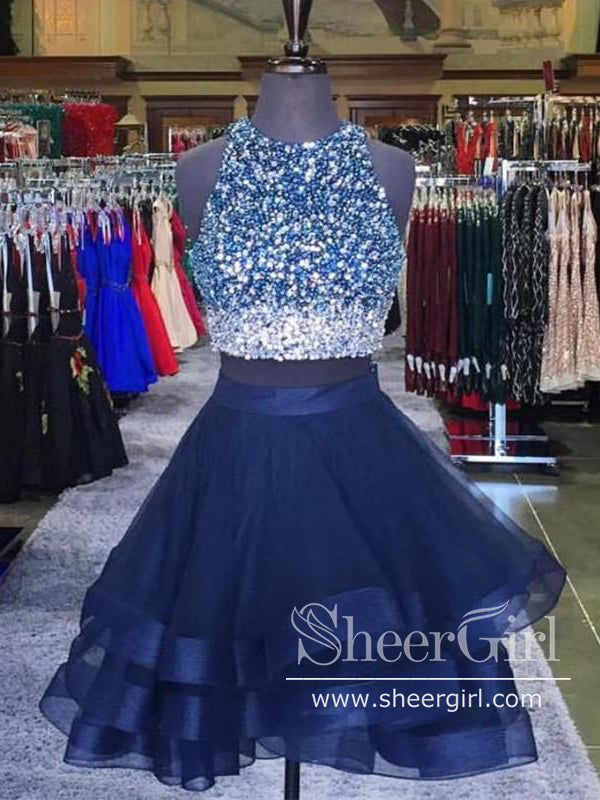 Two Piece Homecoming Dresses Crop Top Ombre Sequin Skirt ARD2831-SheerGirl