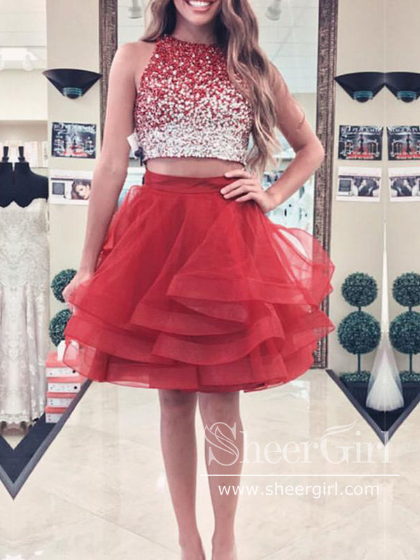 Two Piece Homecoming Dresses Crop Top Ombre Sequin Skirt ARD2831 Two Piece Homecoming Dresses Crop Top Ombre Sequin Skirt ARD2831