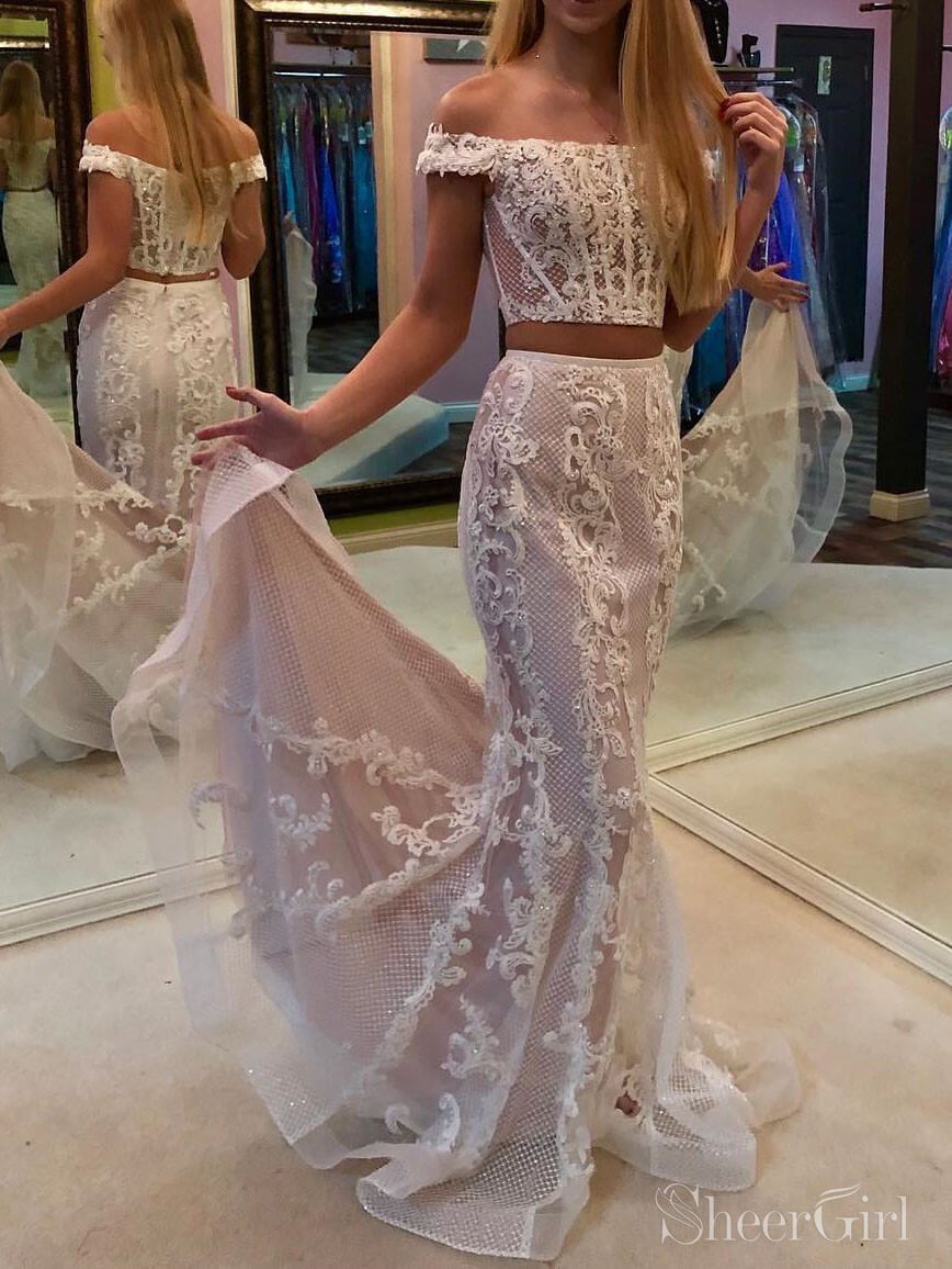 fitted lace wedding dress Portia and Scarlett PS24316 Long Mermaid Formal Corset Prom Dress main image 0