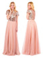 Vestidos de dama de honor largos de dos piezas Vestidos de dama de honor de manga corta Dusty Rose ARD1190
