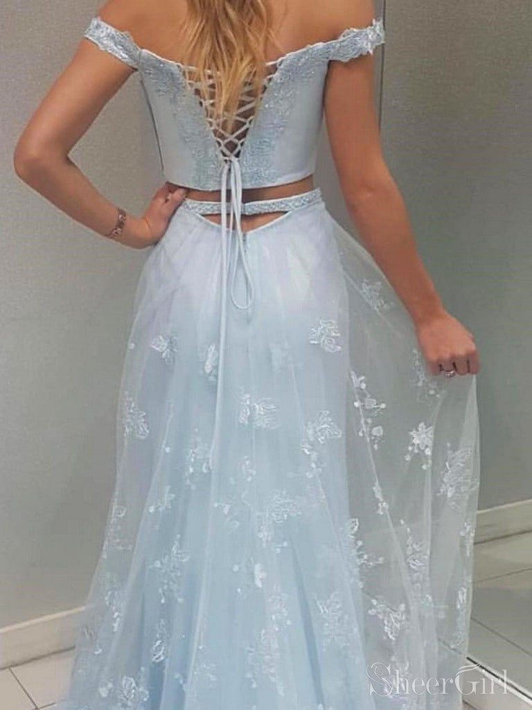 Two Piece Off The Shoulder Prom Dresses With Slit ARD2150-SheerGirl