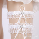 Two Piece White Wedding Garter Set Bridal Garters with Bow ACC1021-SheerGirl