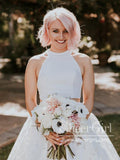 Two Pieces High Low Short Bridal Dresses Ivory Lace Small Train Wedding Dress AWD1639-SheerGirl