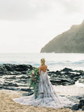 Two Pieces Simple Flowy Organza Fluffy Ball Gown Wedding Dresses AWD1736-SheerGirl