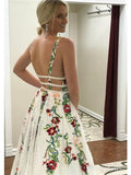 V Neck Lace Floral Embroidery Long Prom Dresses ARD2252-SheerGirl