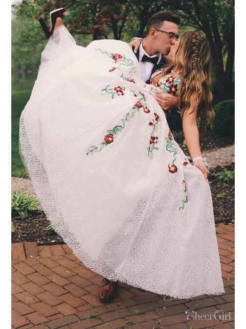 V Neck Lace Floral Embroidery Long Prom Dresses ARD2252-SheerGirl