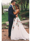 V Neck Lace Floral Embroidery Long Prom Dresses ARD2252-SheerGirl