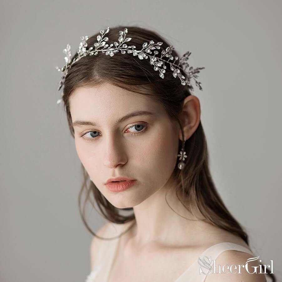 Vintage Crystal Sprig Silver Bridal Headband ACC1117 – SheerGirl display picture 3