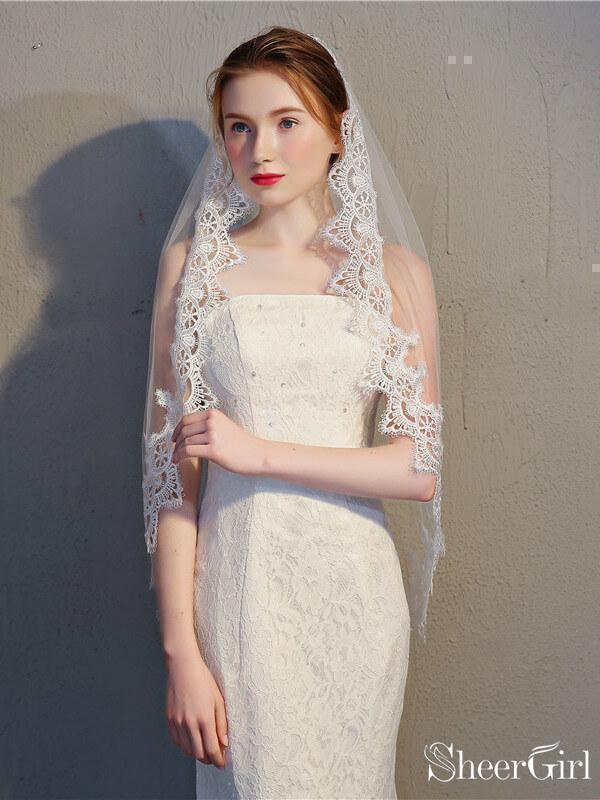 Vintage-Inspired Bridal Mantilla Veils Short Wedding Veil ACC1066