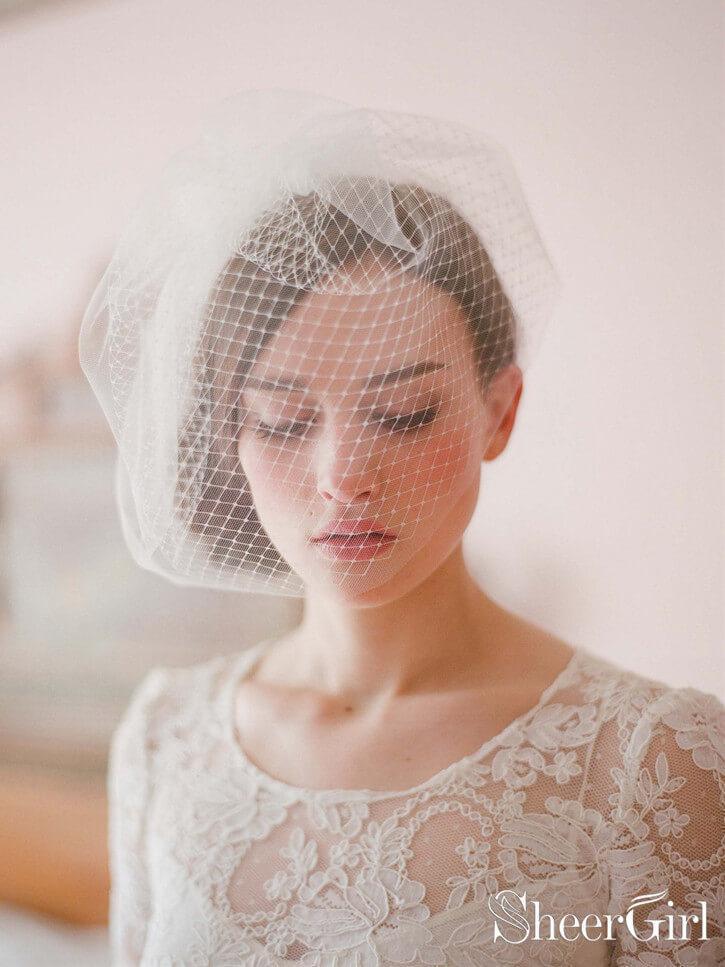 chinese dress ladies Rhinestones Birdcage Raw Cut Tulle Bridal Veil main image 1