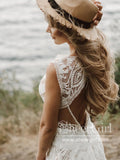 Vintage Lace Bateau Neck Sheath Wedding Dress With Keyhole Back AWD1858-SheerGirl