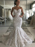 Vintage Lace Wedding Dresses Sweetheart Neck Mermaid Wedding Dress AWD1501-SheerGirl