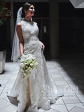 Vintage Satin Lace Bateau Neckline Racer Back Mermaid Wedding Dress AWD1729-SheerGirl