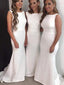 Vestidos de dama de honor de sirena blanca Vestido de dama de honor modesto de talla grande ARD1177
