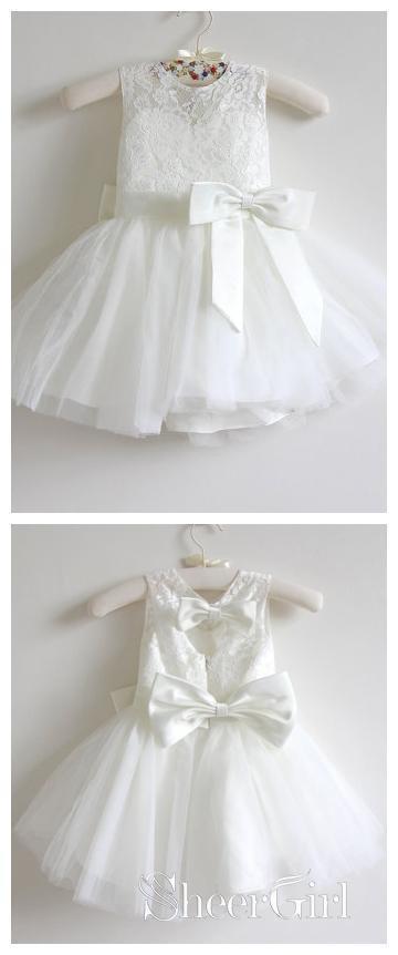 White Rustic Flower Girl Dress Lace Baby Flower Girl Dresses ARD1297-SheerGirl