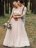 1/2 Sleeves Lace Wedding Gown A Line Sweetheart Wedding Dress AWD1991-SheerGirl