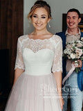 1/2 Sleeves Lace Wedding Gown A Line Sweetheart Wedding Dress AWD1991-SheerGirl
