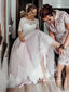 Krajkové svatební šaty s 1/2 rukávy Svatební šaty A Line Sweetheart AWD1991 