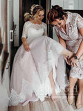 1/2 Sleeves Lace Wedding Gown A Line Sweetheart Wedding Dress AWD1991-SheerGirl