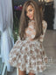 A Line Cheap Sweet 16 Dresses Long Sleeve Ivory Lace Short Vintage Homecoming Dresses ARD2960