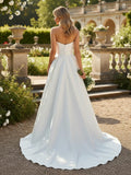 A-line Strapless Soft Satin Simple Wedding Dresses with Sweetheart Neck Bridal Gowns AWD2403-SheerGirl