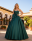 Strapless Sweetheart Neck Long Prom Dresses Dark Green Ball Gowns ARD3188