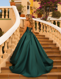Strapless Sweetheart Neck Long Prom Dresses Dark Green Ball Gowns ARD3188