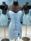 Aplikované třpytivé koktejlové šaty bez zad Flitry Krátké šaty pro návrat domů ARD2973 