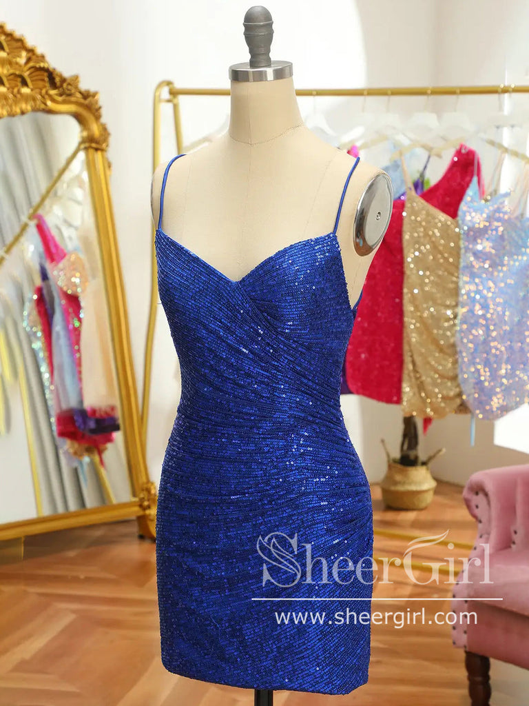 Backless Sparkly Short Prom Dress Sequins Short Homecoming Dress ARD2968-SheerGirl