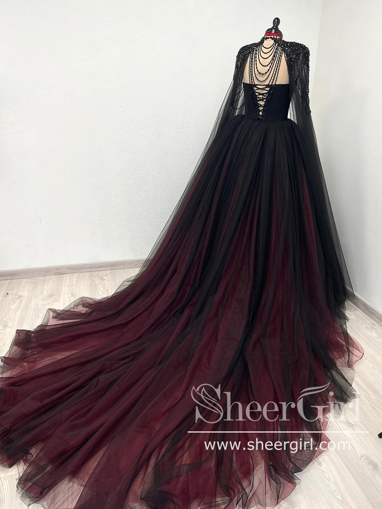 Off-the-shoulder Ball Gown Prom Dress Elegant Black Pagaent Dress Prin –  SELINADRESS