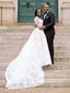 Boho A Line Wedding Dresses Two Pieces Lace Beach Wedding Dresses with Lace Crop Top AWD2035
