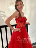Corset Bodice Sparkly Party Dress Ball Gown Prom Dress with High Slit ARD3032-SheerGirl