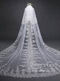 Exquise Floral Lace with Shaped Edge Cathedral Veil Bridal Veil Wedding Veil ACC1199-SheerGirl