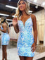 Floral Sequins Sheath/Column Short Homecoming Dress Bodycon Short Party Dress ARD2979