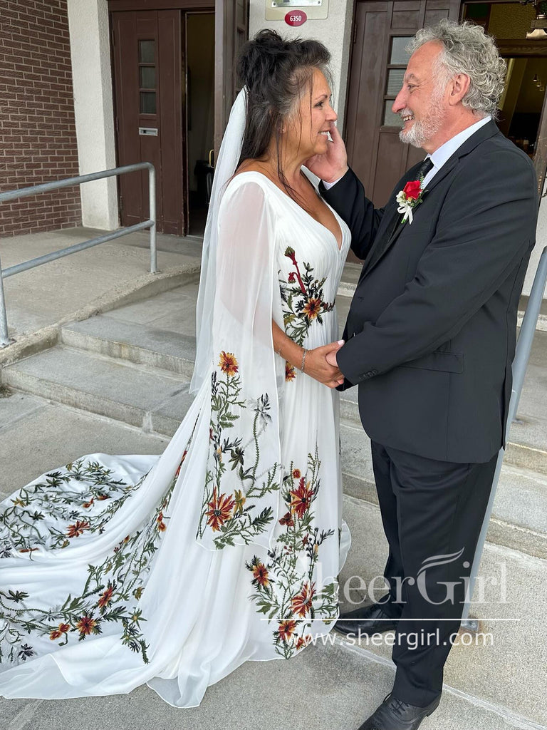 Flowy chiffon wedding dress hotsell