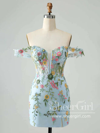 Garden Lace Short Prom Dress Sweetheart Neck Cocktail Dress Sheath Homecoming Dress ARD3172-SheerGirl