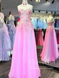 Hot Pink Contrast Colored Tulle Party Dress Sweetheart Neck Prom Gown A Line Prom Dress ARD3093-SheerGirl