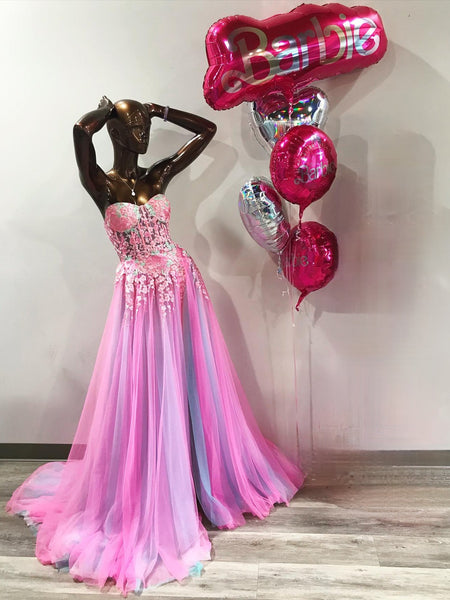 light pink and gold prom dresses Gold Sweetheart A-Line Lace Long Prom Dress With Split Golden / 14