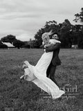 Keyhole Back V Neck Sheath Wedding Gown Long Sleeves Boho Lace Wedding Dress AWD1956-SheerGirl