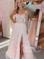 Layered Tulle Prom Gown Champagne Prom Dress Ball Gown Party Dress with High Slit ARD3039