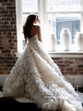 Layers Tulle Ball Gown Wedding Dress Floral Lace Bodice Drama Wedding Gown AWD1961-SheerGirl