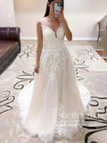 Leaves Lace A Line Boho Wedding Gown Sweetheart Neck Wedding Dress AWD1981-SheerGirl