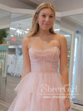 Ling Pink Strapless Sparkly Prom Gown Layered Party Dress Prom Dress ARD3031-SheerGirl