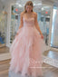 Ling Pink Strapless Sparkly Prom Gown Layered Party Dress Prom Dress ARD3031