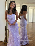 Long Pageant Formal Dress Sparkly Strapless Lilac Mermaid Prom Dresses ARD3073-SheerGirl