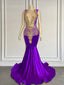 Luxury Gold Beaded Mermaid Prom Dresses For Black Girls Purple Plus Size Formal Gowns Vestidos robe ARD3089