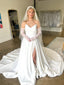 Minimalist Wedding Gown Strapless A Line Satin Wedding Dress with High Slit AWD1995