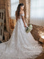 Off the Shoulder Floral Lace Butterfly Beach Wedding Dresses Boho Wedding Dress AWD1974