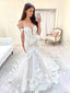 Off the Shoulder Floral Lace Wedding Gown Mermaid Wedding Dress AWD1986